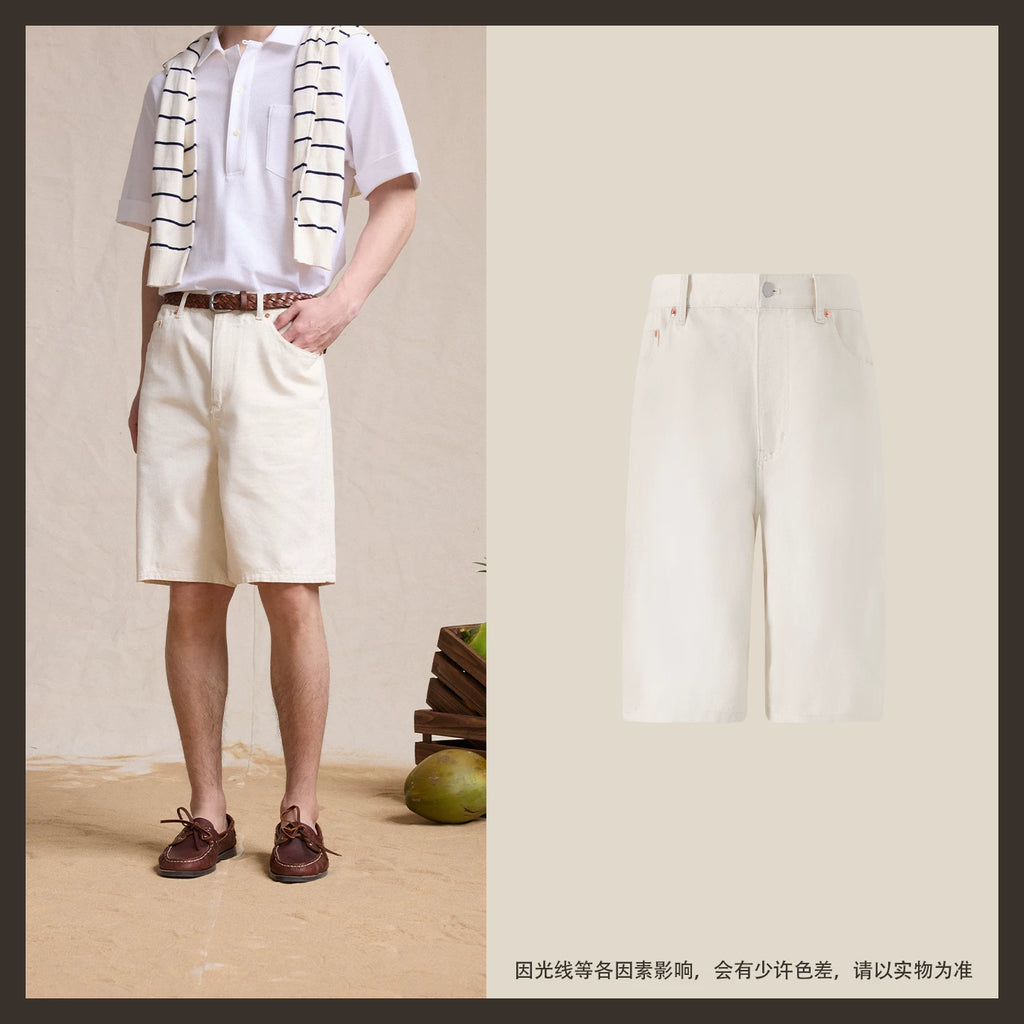 CULTUM 100% Cotton Loose Fit Denim Shorts