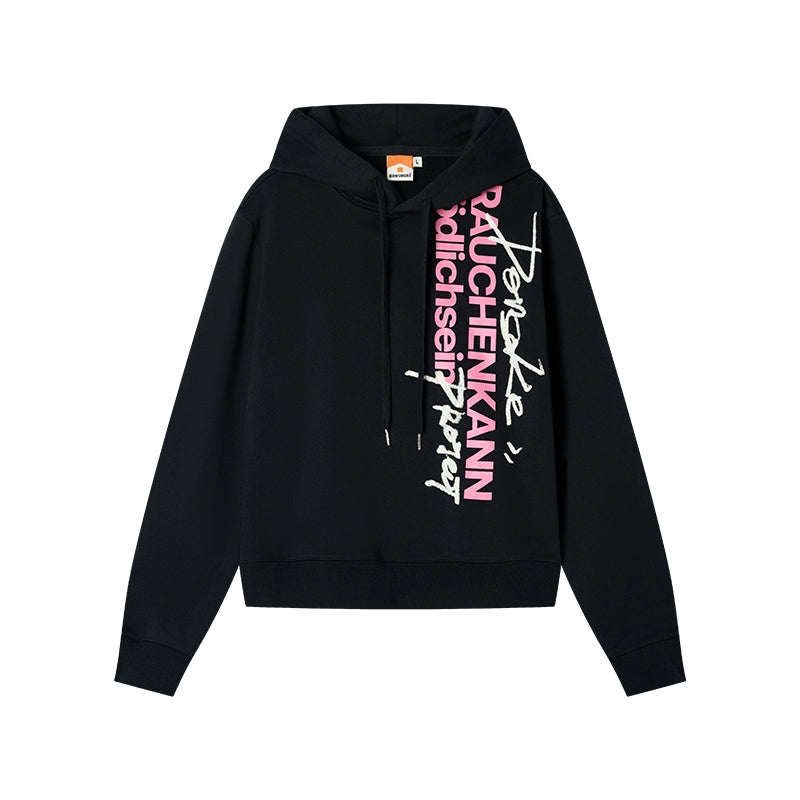DONSMOKE Front Shoulder Vertical Word Versatile Hooded Sweater