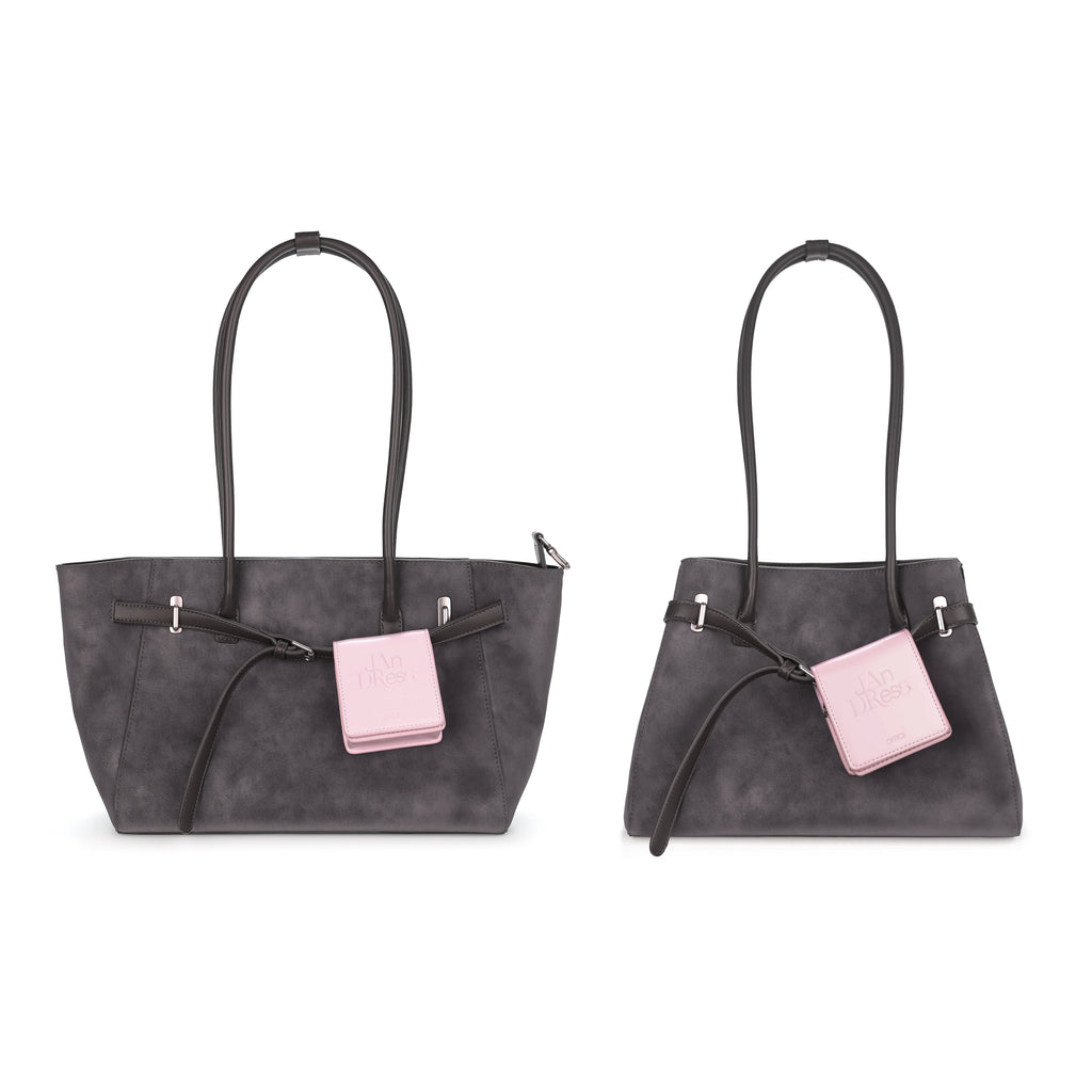 JANDRESS Gray Soft Leather Shoulder Bag - Magnetic Snap