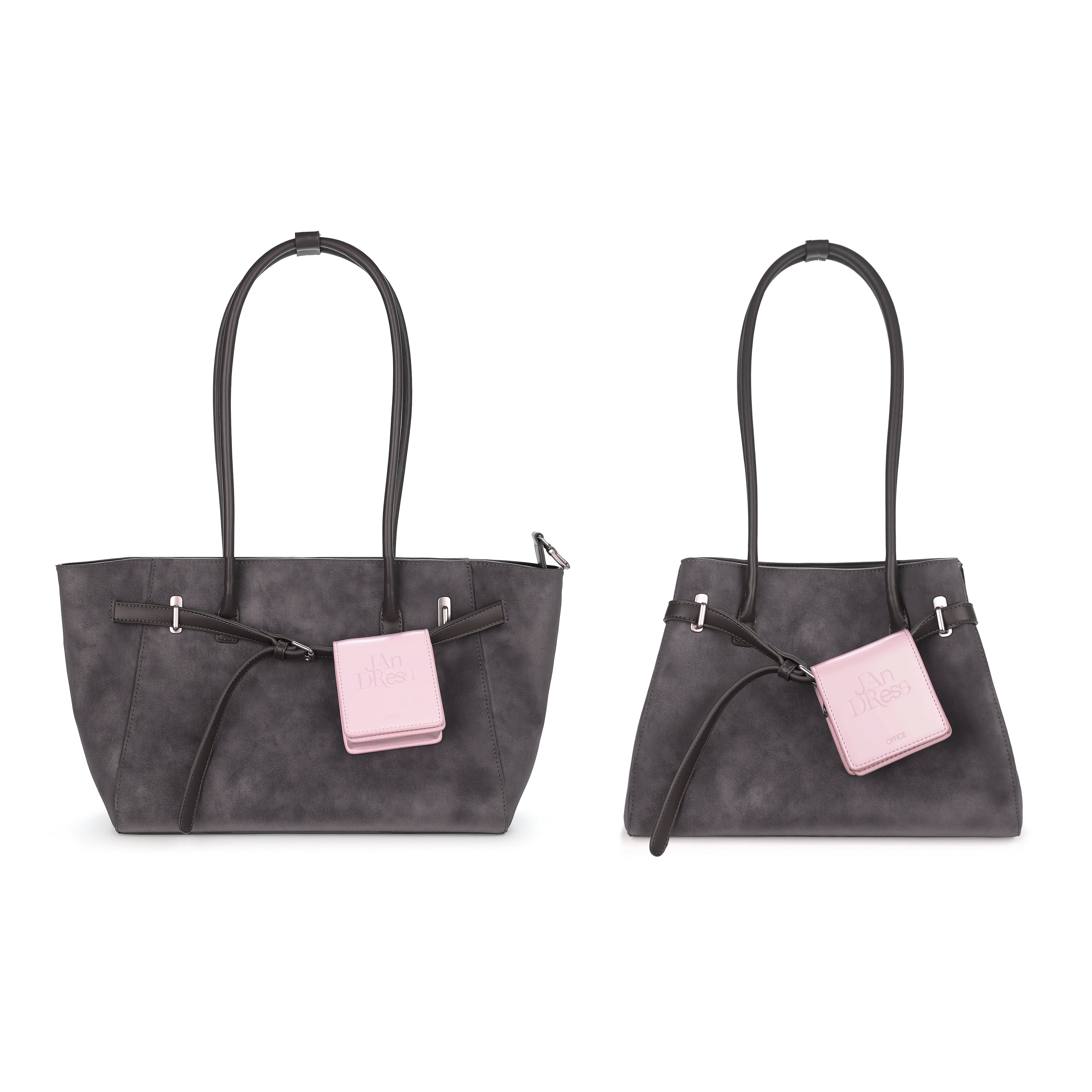 JANDRESS Gray Soft Leather Shoulder Bag - Magnetic Snap