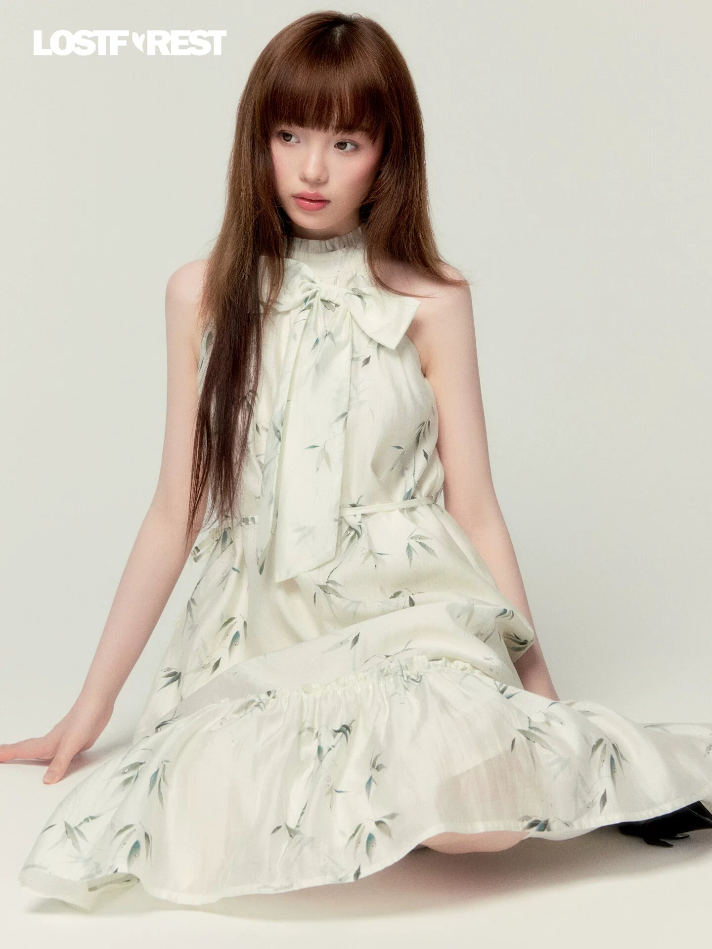 LOST FOREST Neck Bow Loose Dress