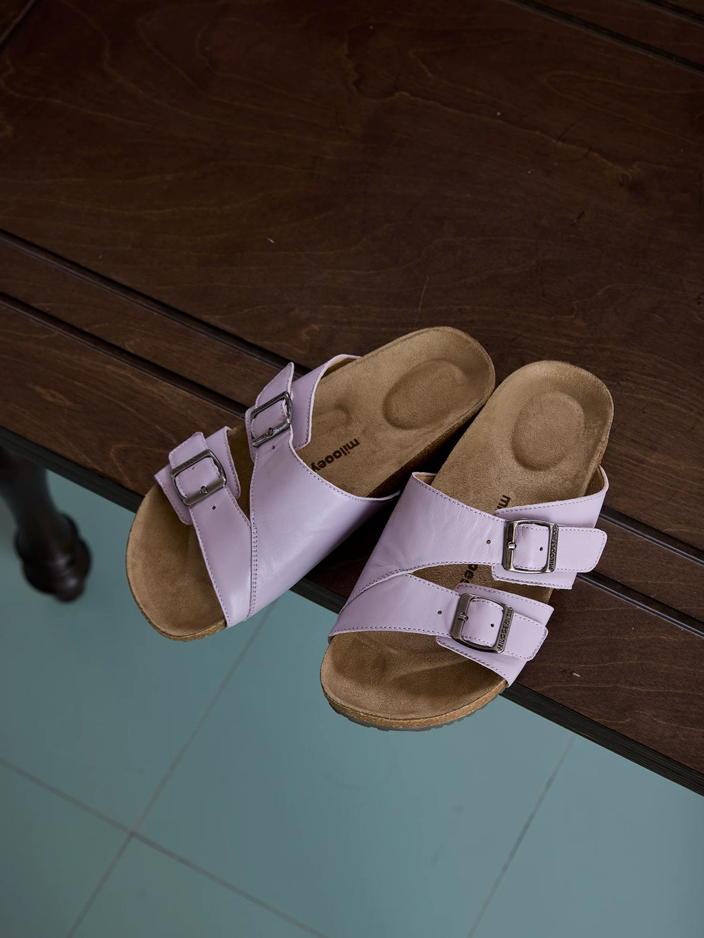 MILOOEY Leather Double Buckle Slide Sandal