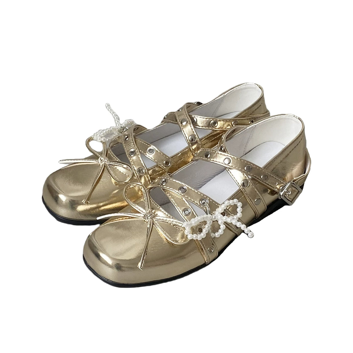Mooreyu Leather Bow Ballet Flat