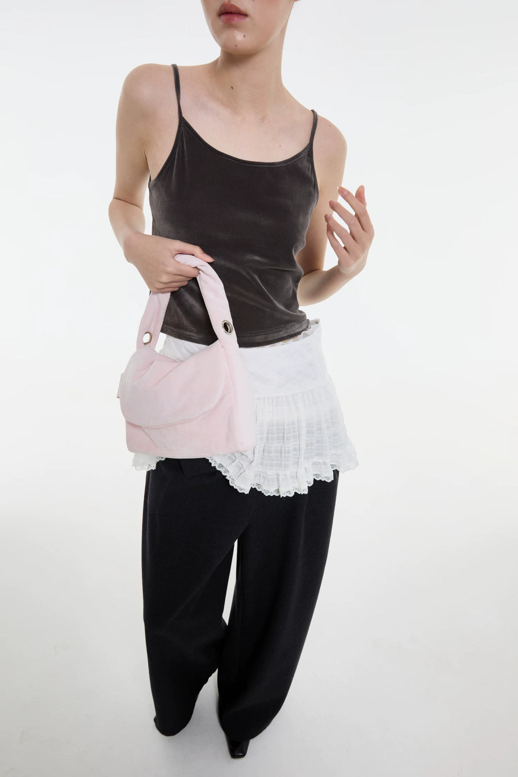 DirtySix Soft Fufu Suede Padded Small Square Bag
