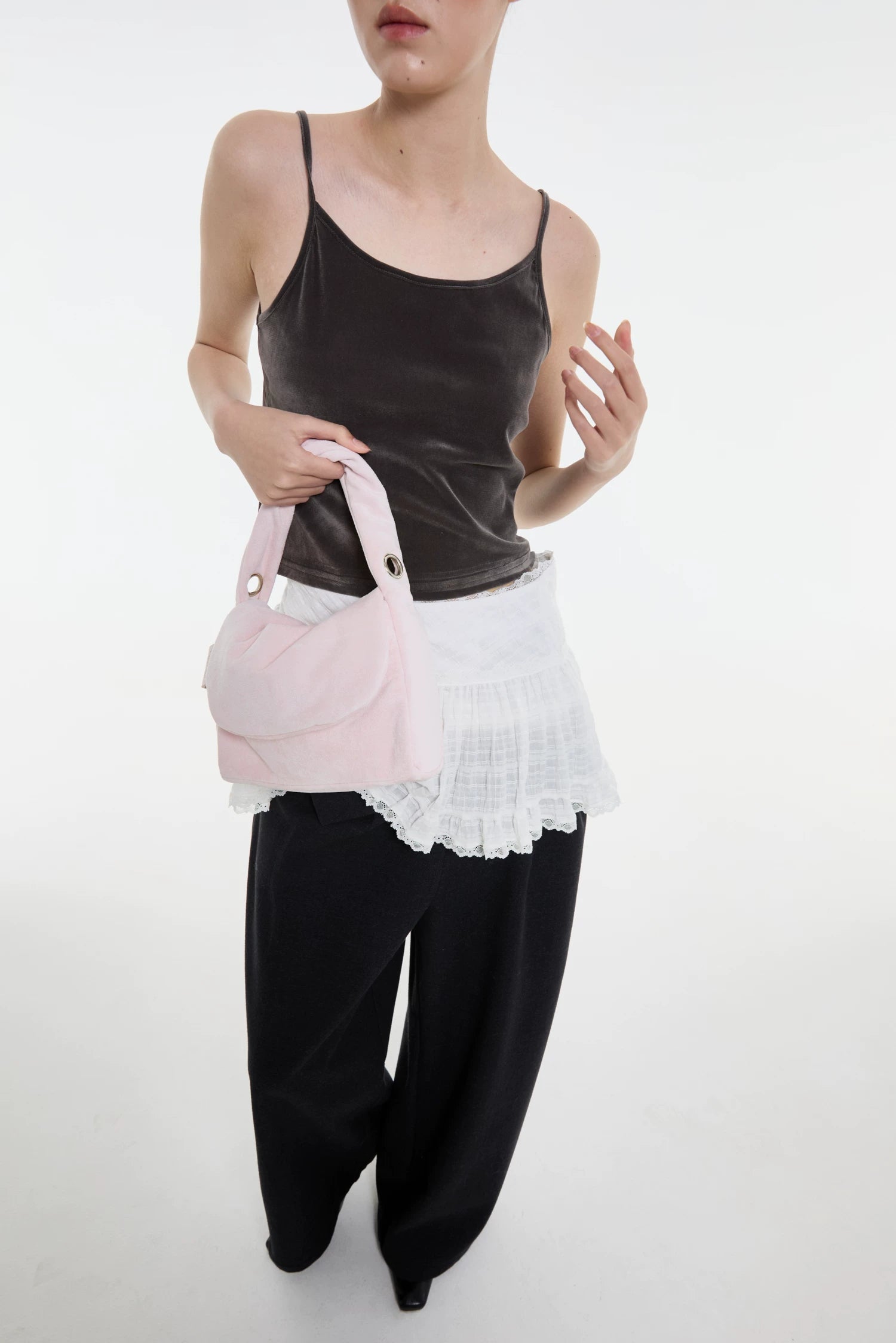 DirtySix Soft Fufu Suede Padded Small Square Bag
