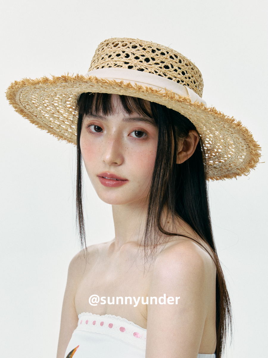 Sunnyunder Fashion Hollow Edge Flat Top Straw Hat