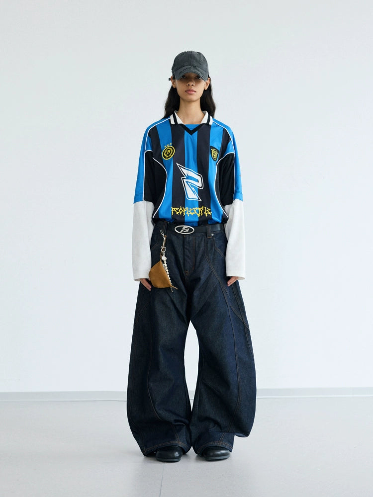 PEOPLESTYLE Fake Two-piece Color Matching Racing Quick-drying Tee