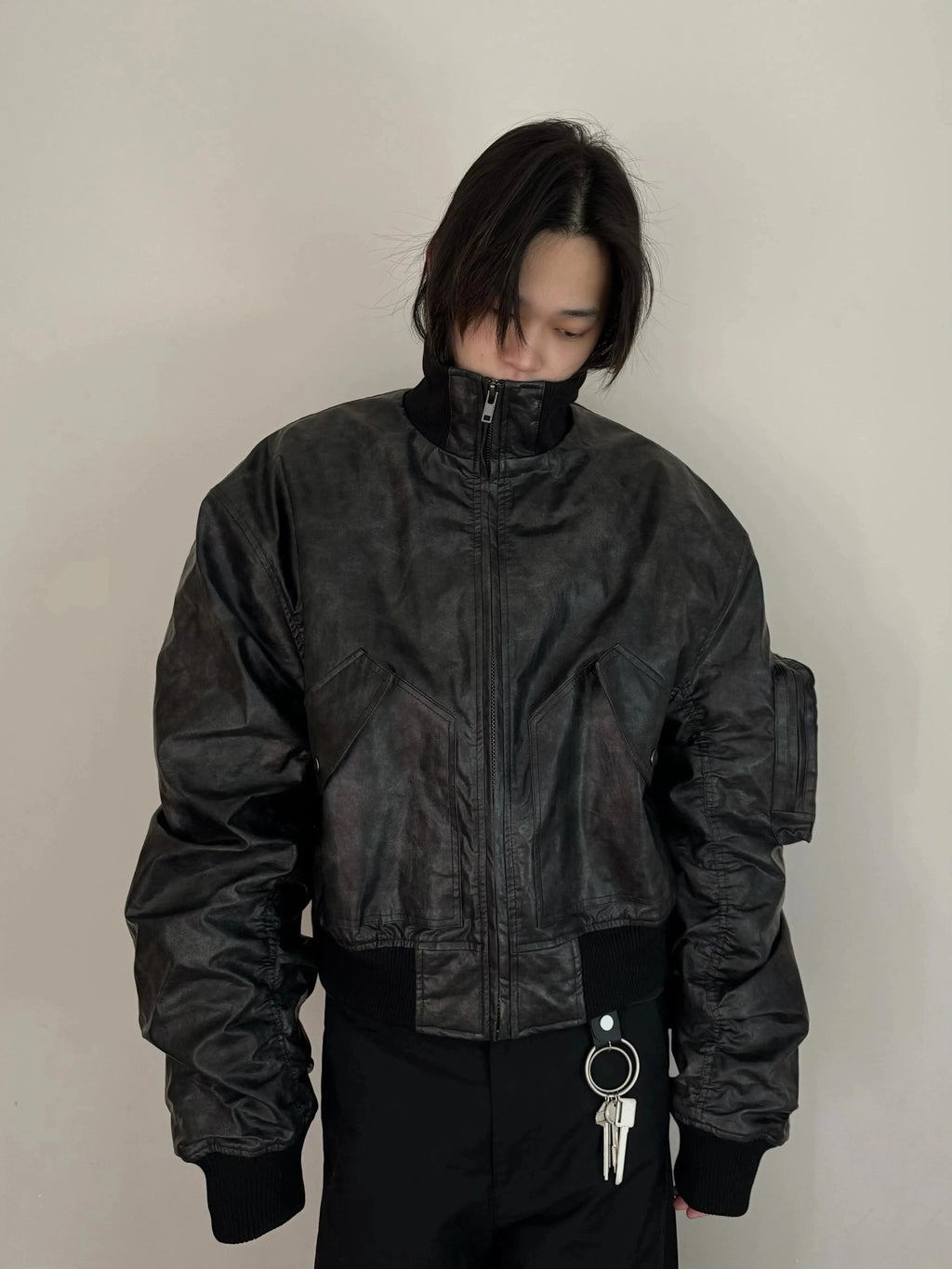 URRRGE Retro Short High-end Leather Jacket