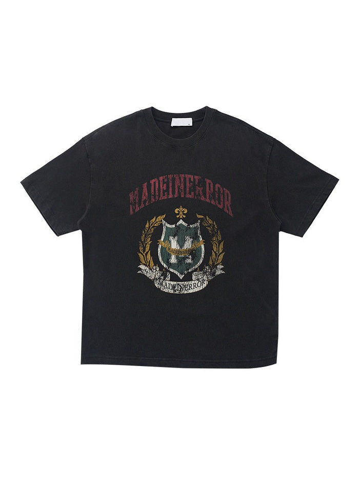 UNF old college cracked texture tee