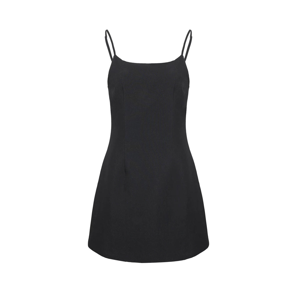 Wildberry Black Strap High-Waist A-Line Dress