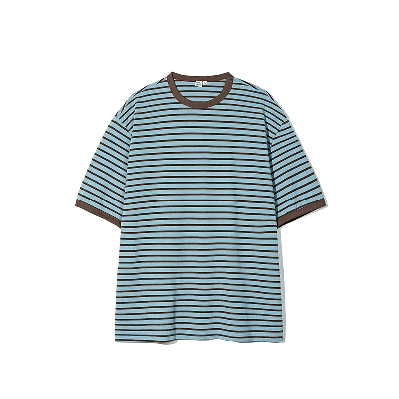 PARTIMENTO Striped Washed Loose Fit Cotton Tee