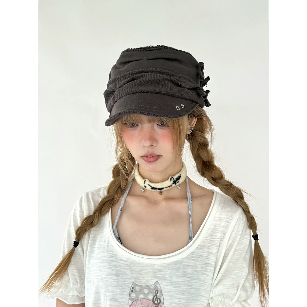 Kasugano TOO Botanical Ruffle-Trim Hat