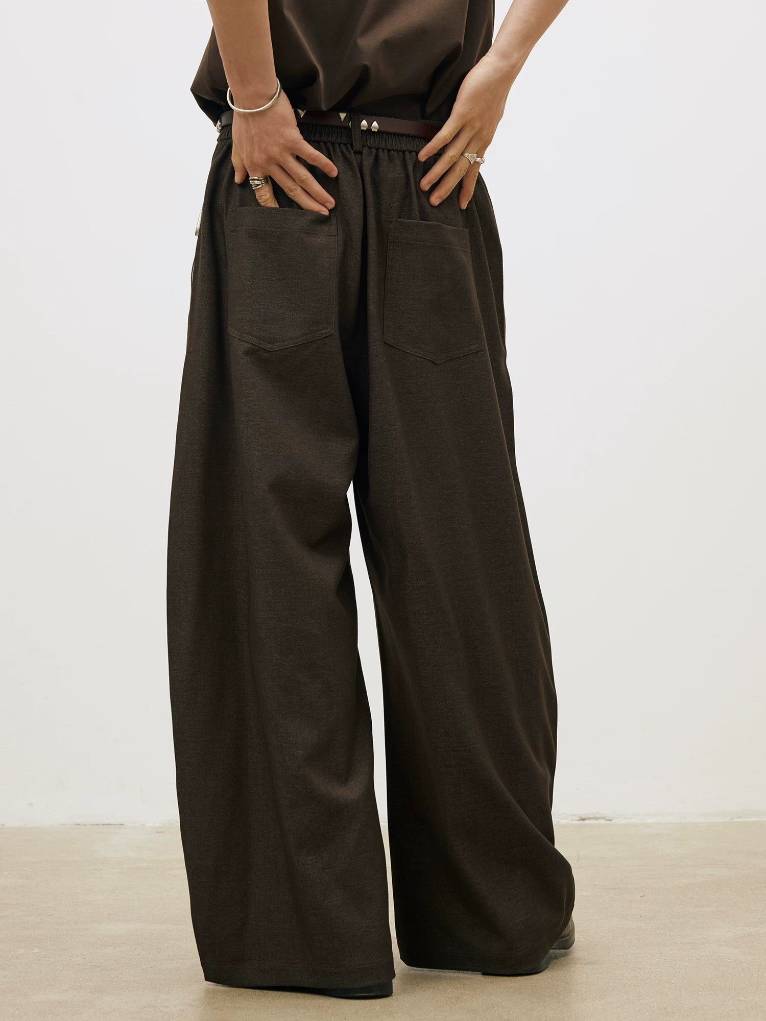 LR Single Pleated Diagonal Pocket Elegant Casual Trousers