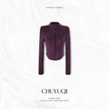 CHUYUQI Casual Short Zipper Top Flared Pants Two-piece Set