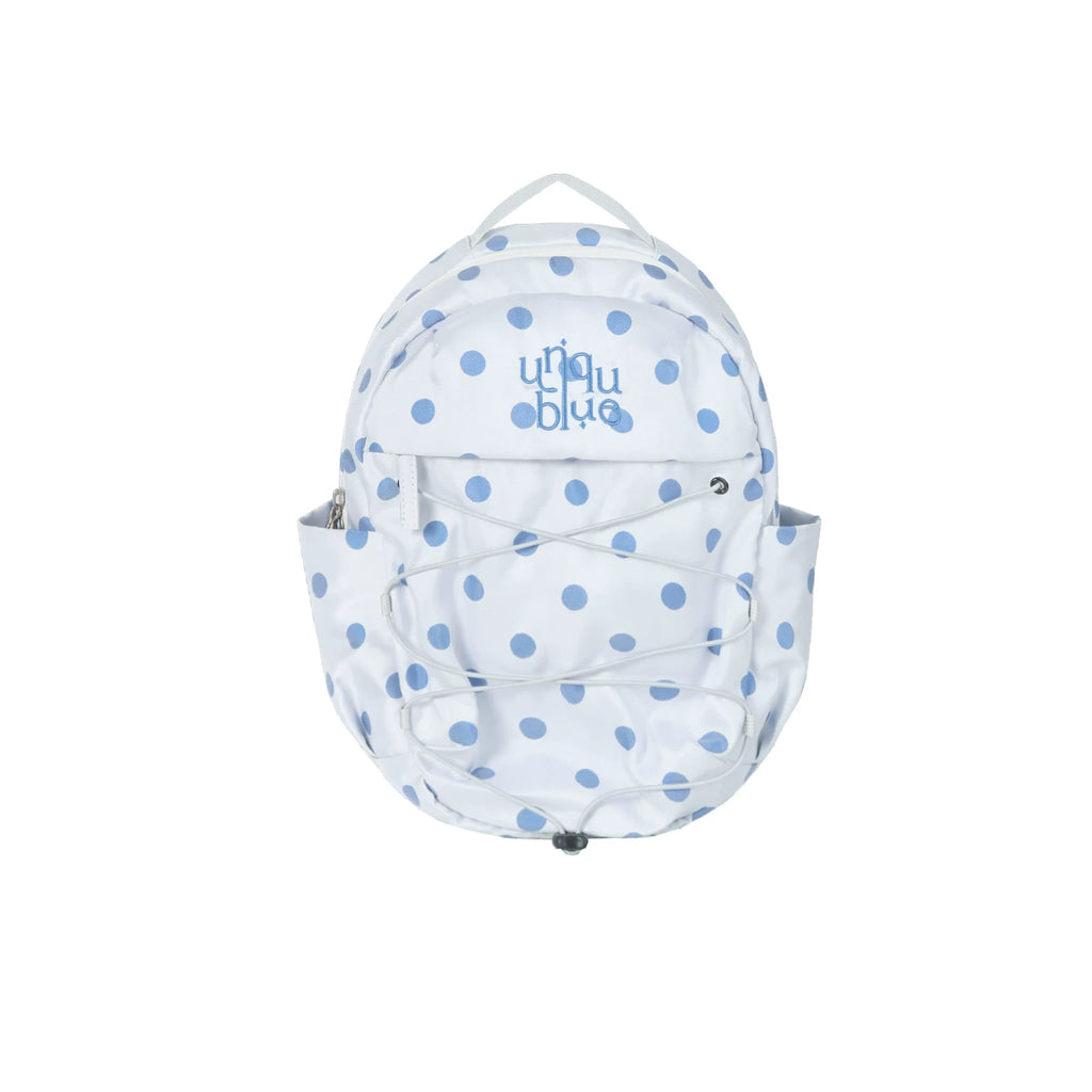 Unique blue Silver Polka Dot Faux Leather Drawstring Backpack