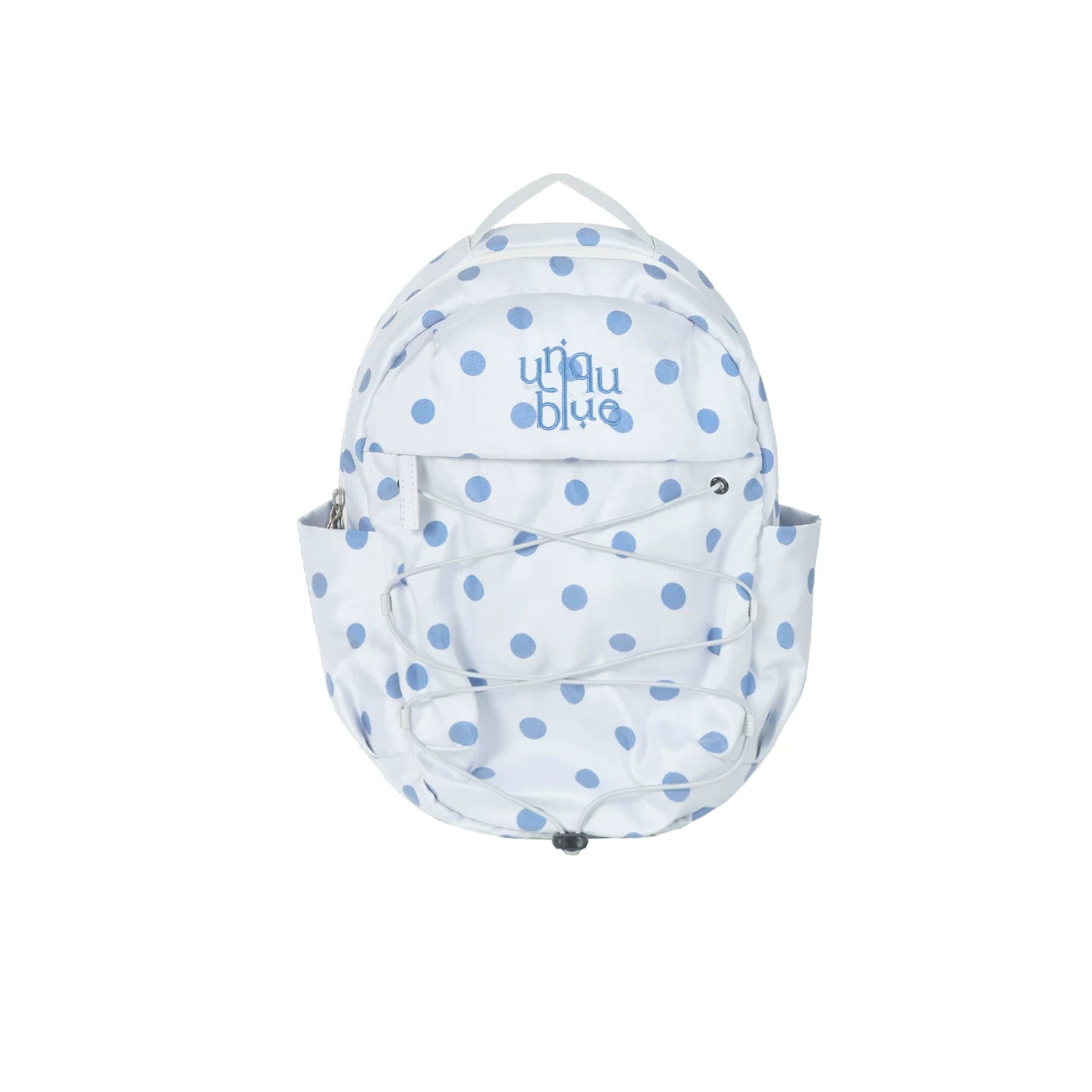 Unique blue Silver Polka Dot Faux Leather Drawstring Backpack
