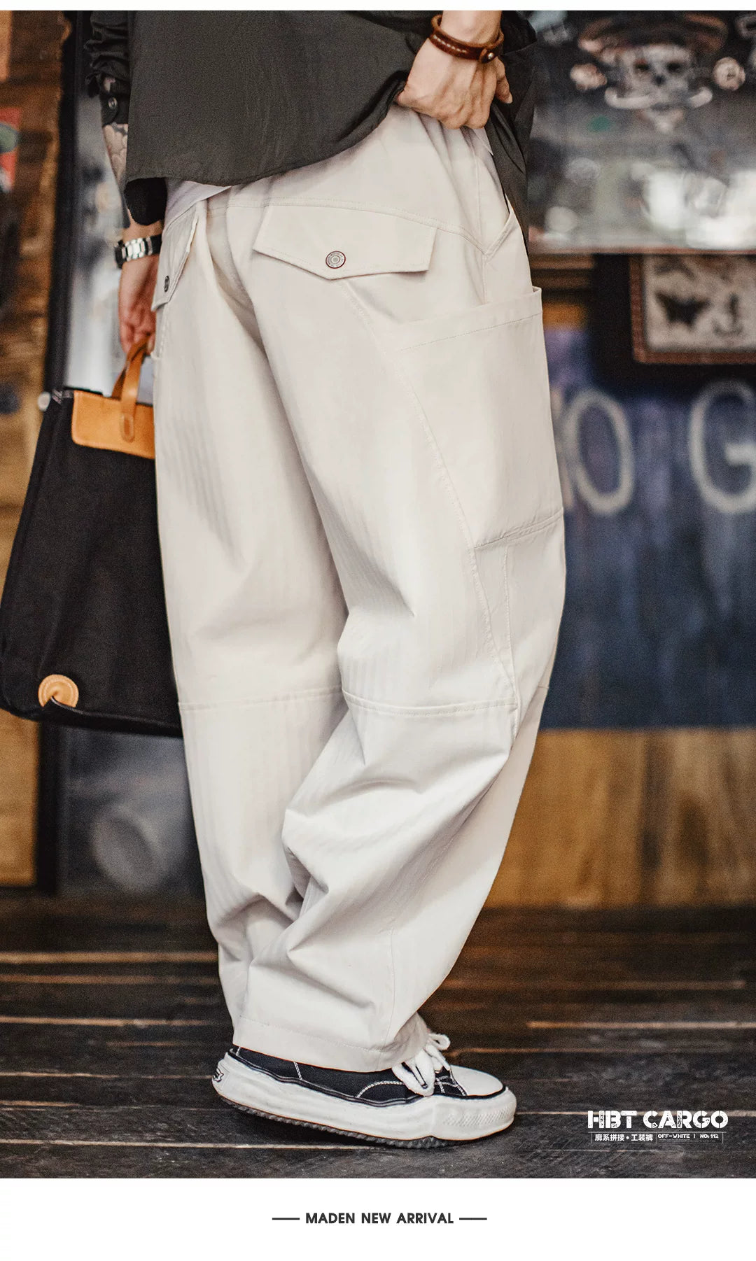 Madden Deconstructed White Drawstring Elastic Waisted Slacks