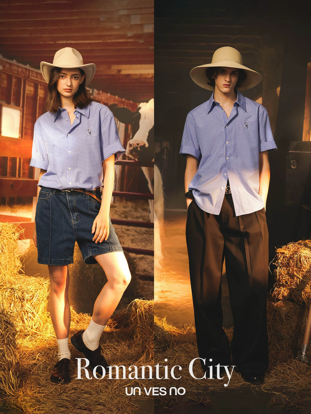 Unvesno Blue-White Plaid 400g Relaxed Shirt