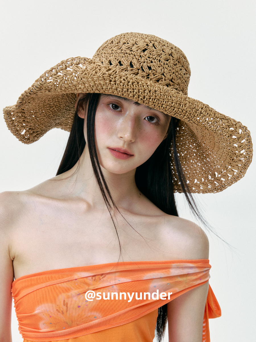 Sunnyunder Rollable Large Brim Breathable Straw Hat
