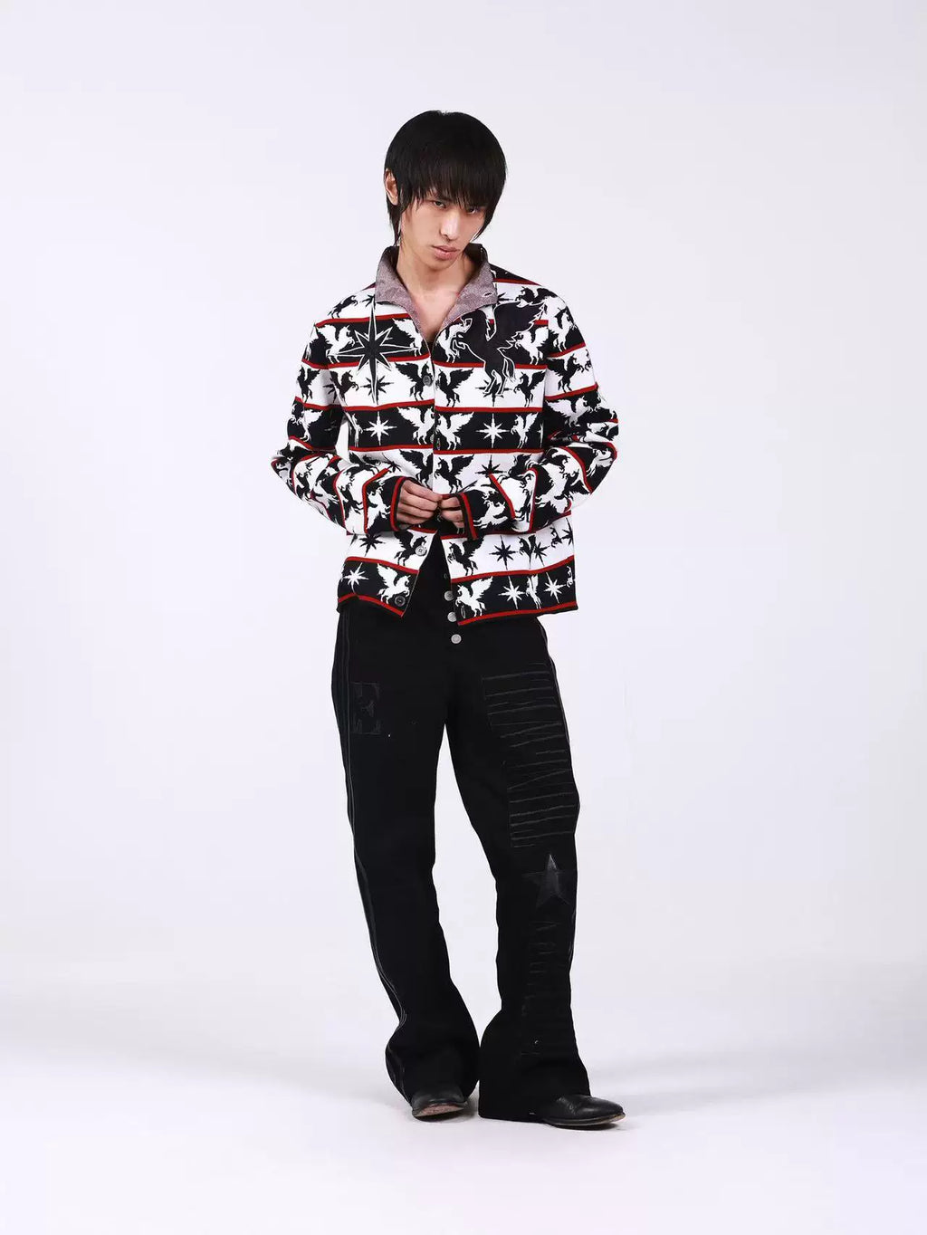 DETW Starry Sky Stand-Collar Knit Cardigan