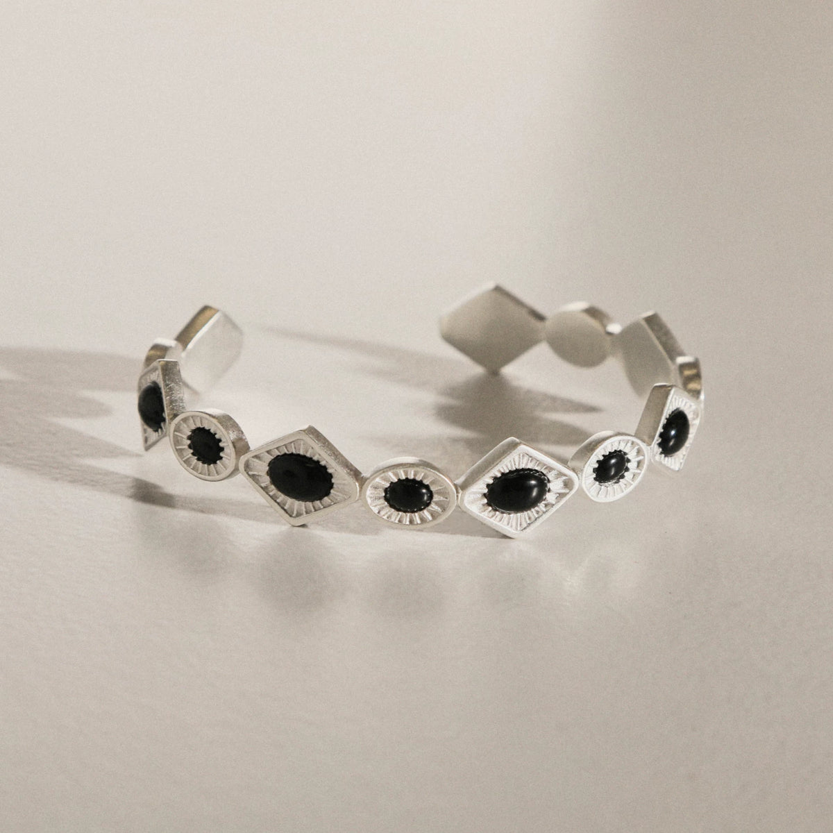 MEZZEM Rhombus Multi-Gemstone Open Cuff Bracelet