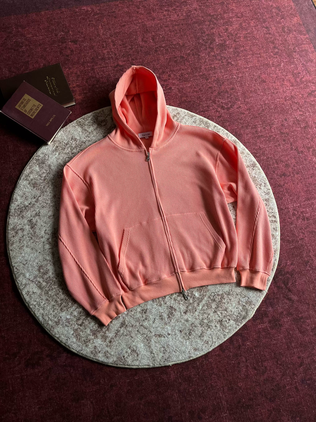 Xanvas Boxy Waffle Zip-Up Hooded Jacket