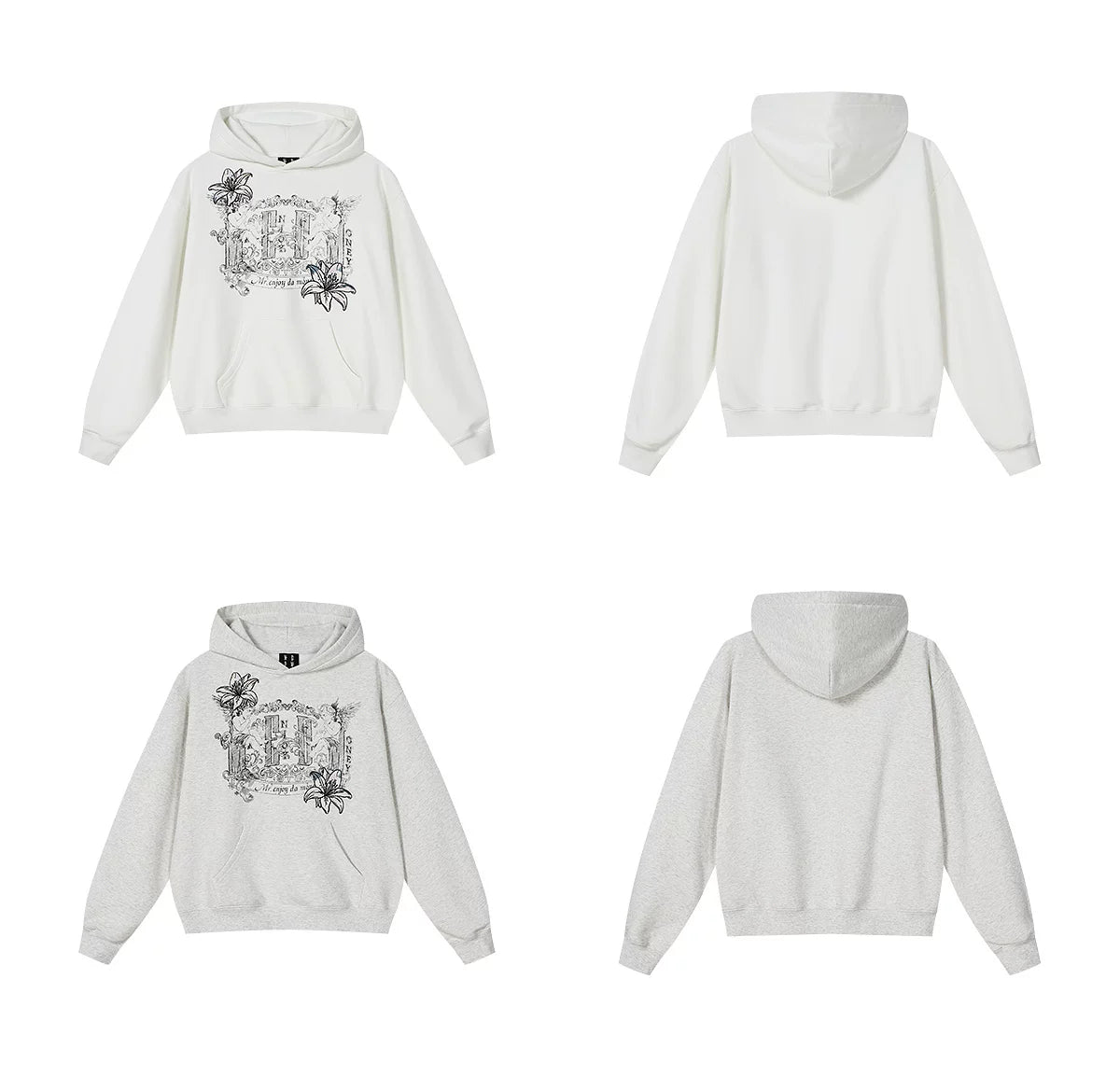 MEDM Symmetrical Angel Printed Casual Hooded Sweater