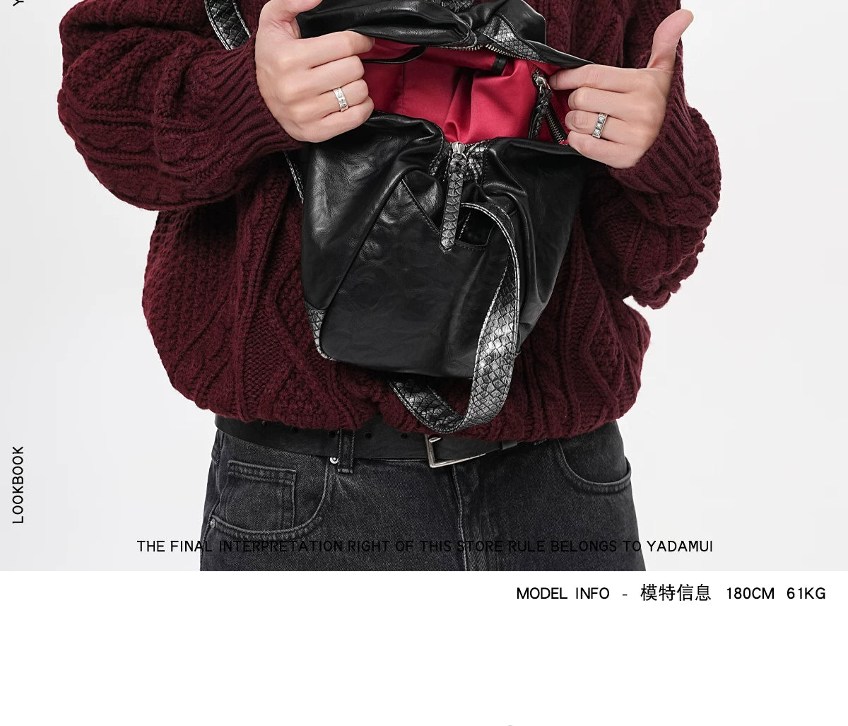 YADAMUI Snake Pleated Messenger Bag