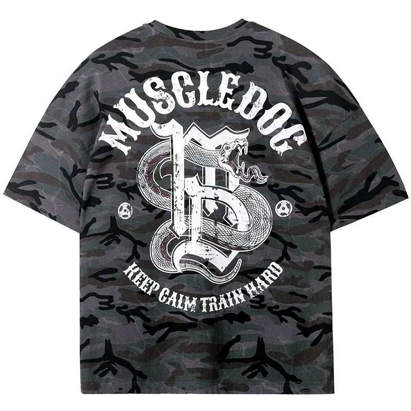 MuscleDog Venom Camo 100% Cotton Breathable Loose Tee