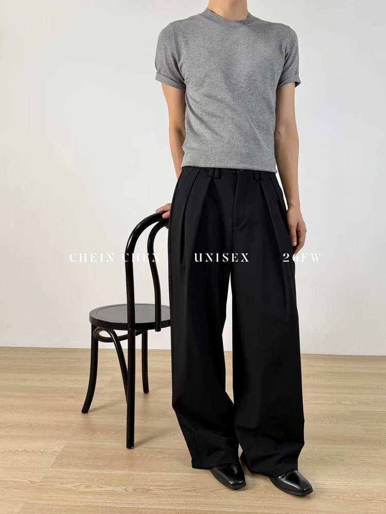 CHEIN CHEN Pleated Relaxed Wide-Leg Trousers