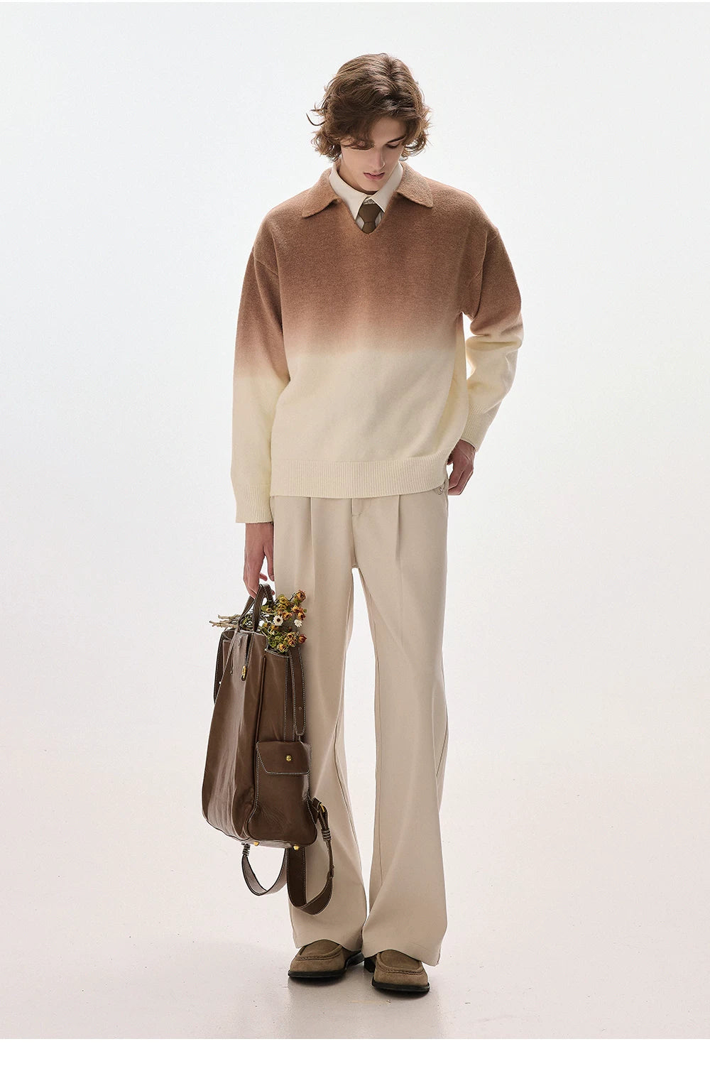 CHOR V Neck Lazy Style Casual Knitted Sweater