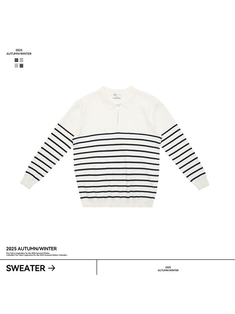 (Clearance) UNF Casual Contrast Striped Knitted Sweater