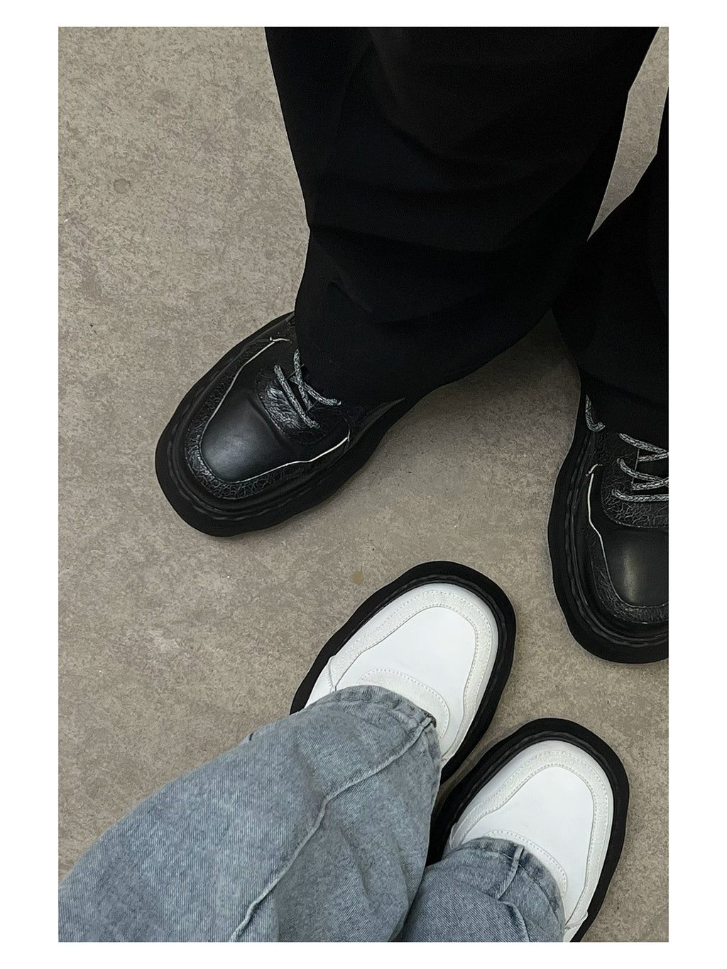 HANQIAORIJI Leather Lace-Up Chunky Dad Shoe