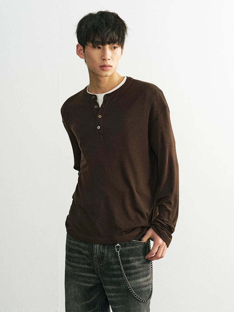 AzureLisseur Wool Henry Neck Sweater
