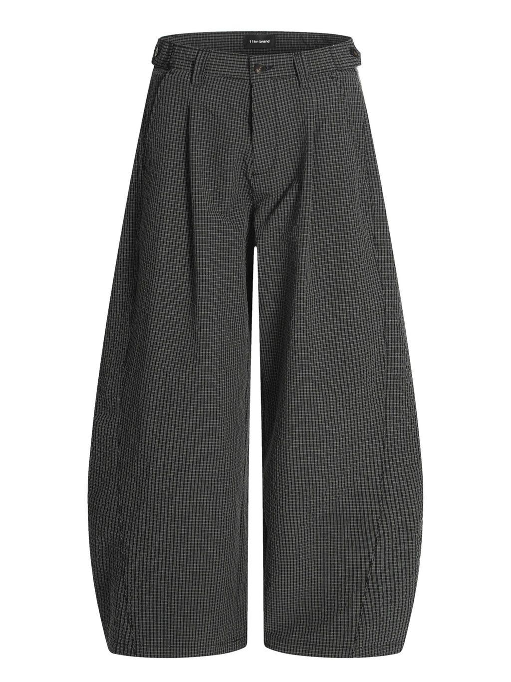 11KN Black Plaid Straight Wide Leg Pants