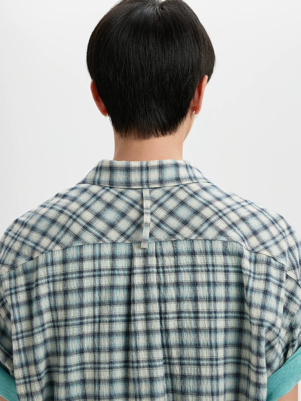 BUTTBILL 200g Plaid Drop-Shoulder Short-Sleeve Shirt