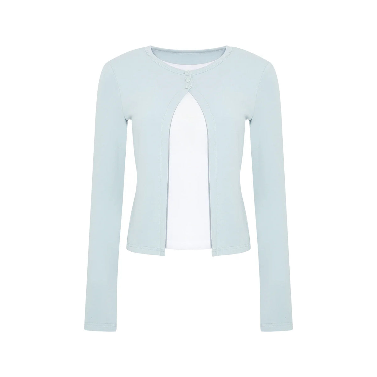 Wildberry Gentle Pink Faux Two-Piece Slim Fit Knit Cardigan