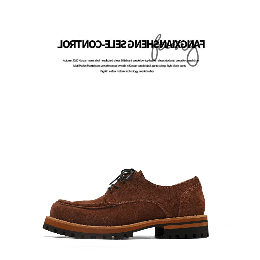 Fangsanhuo Suede Lace-Up Platform Derby
