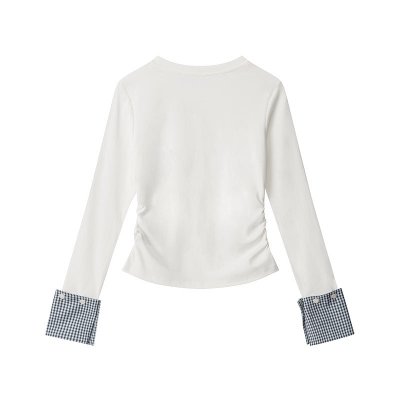 Nariele Waist Wrinkle Splicing Design Long Sleeve