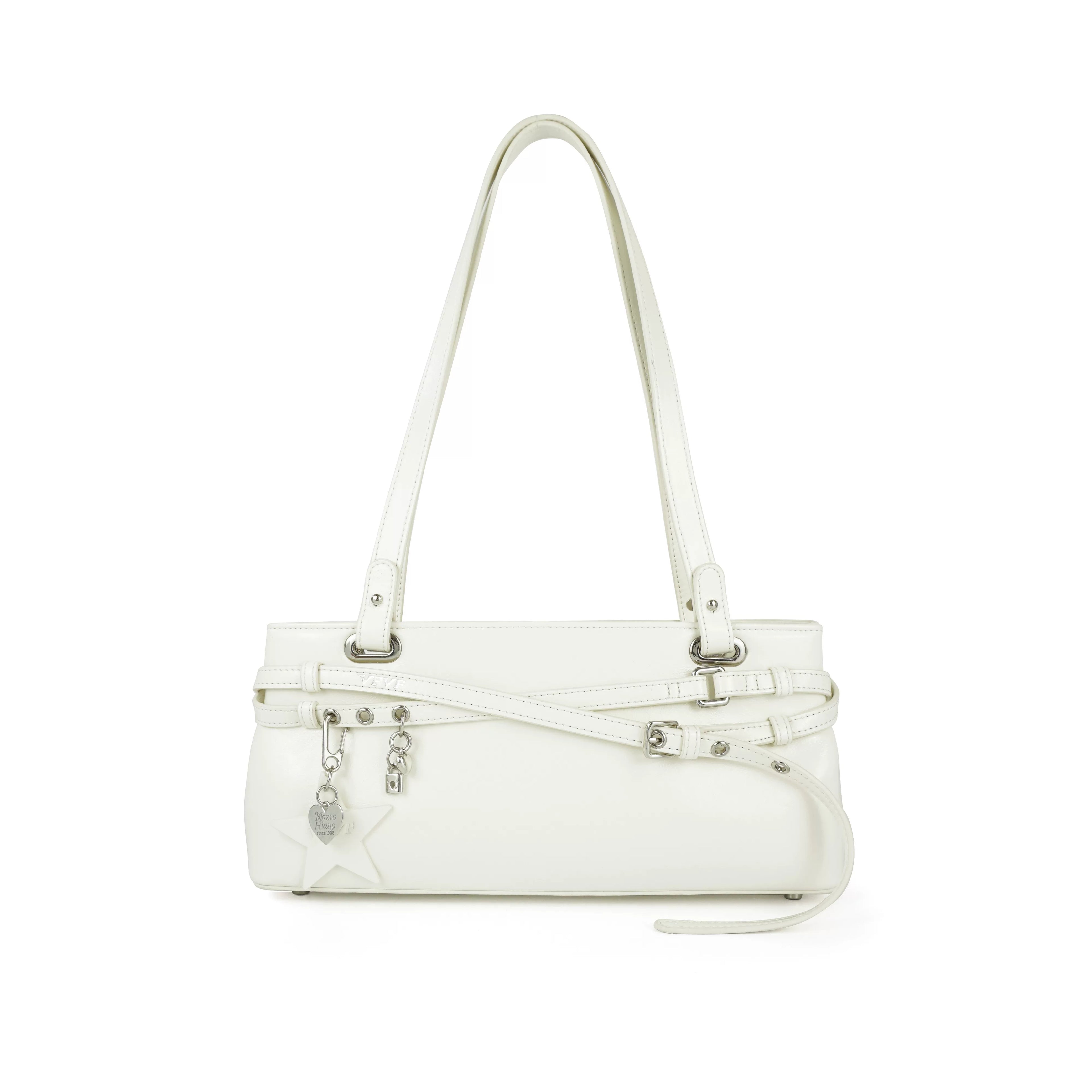 VFVF Silver Polka Dot Faux Leather Zip-Top Mini Square Shoulder Bag