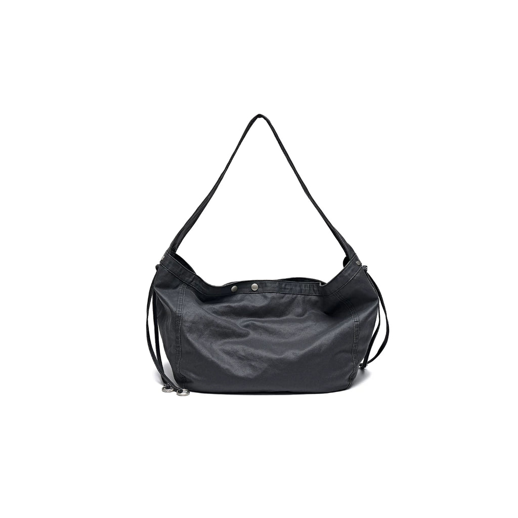 PARTIMENTO Washed Faux Leather Shoulder Bag - Snap Closure