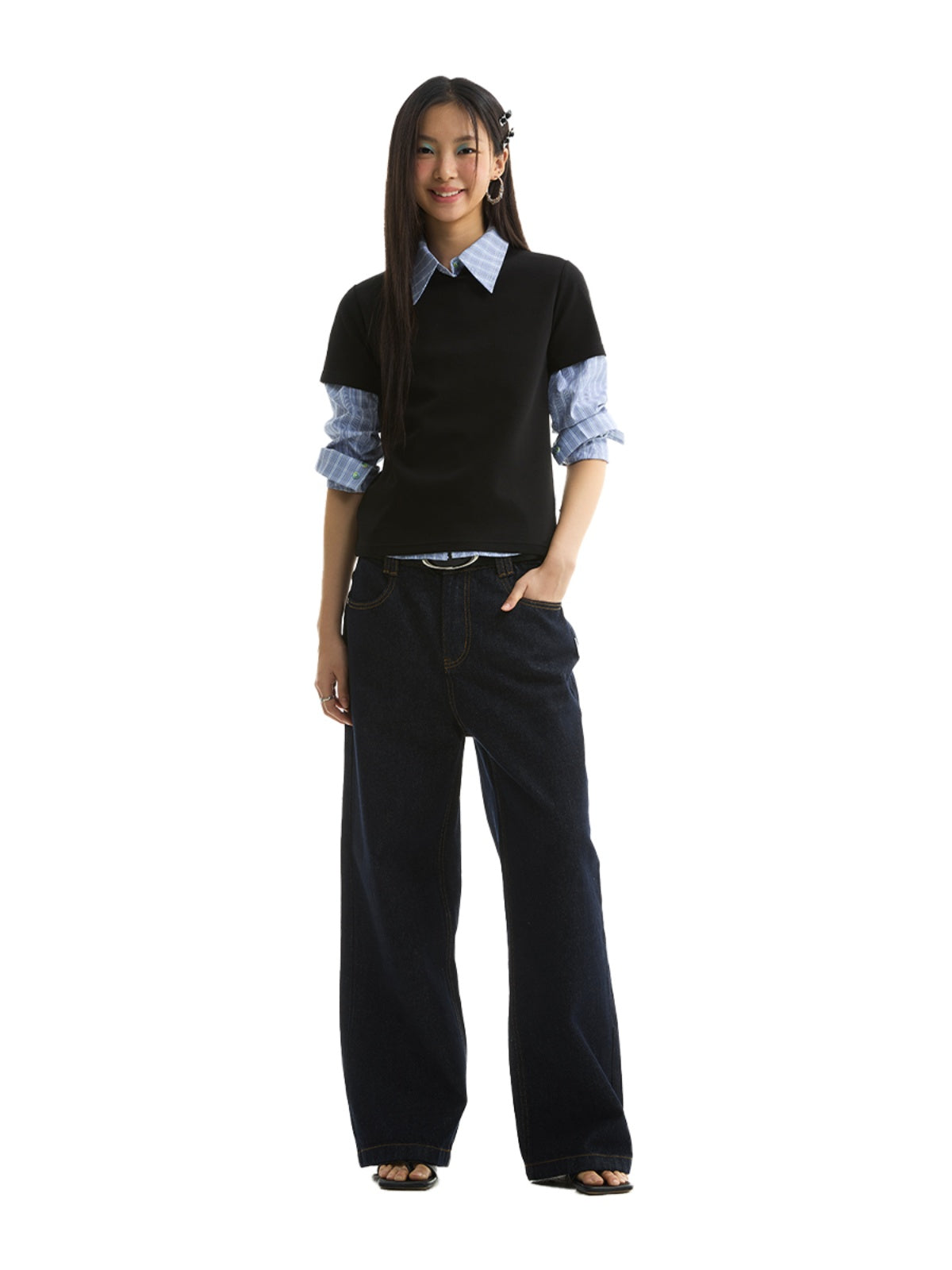 FUNKYFUN Denim Primary Color Straight Jeans