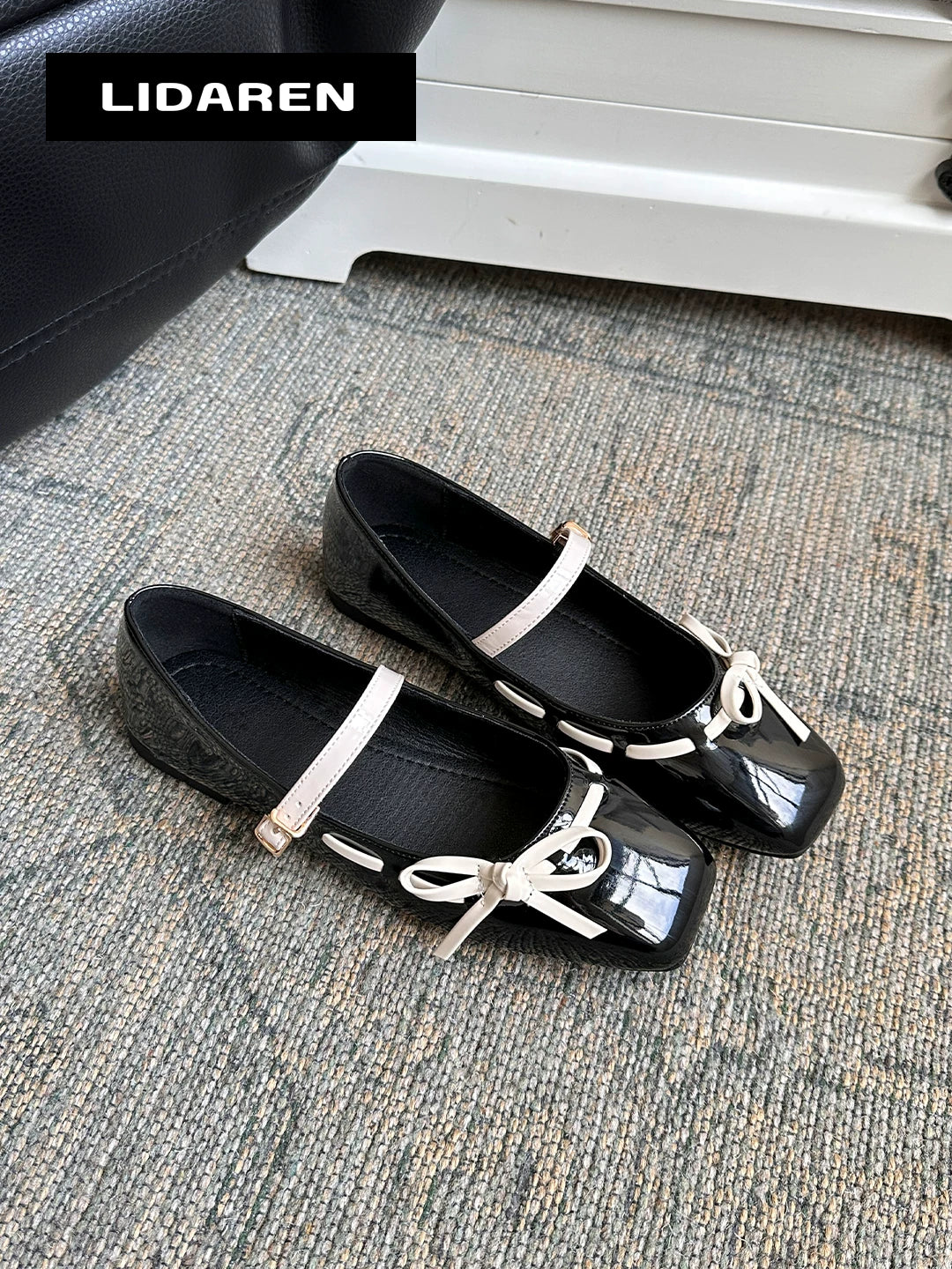 Lidaren Produced Bow Flat Square-Toe Mary Jane