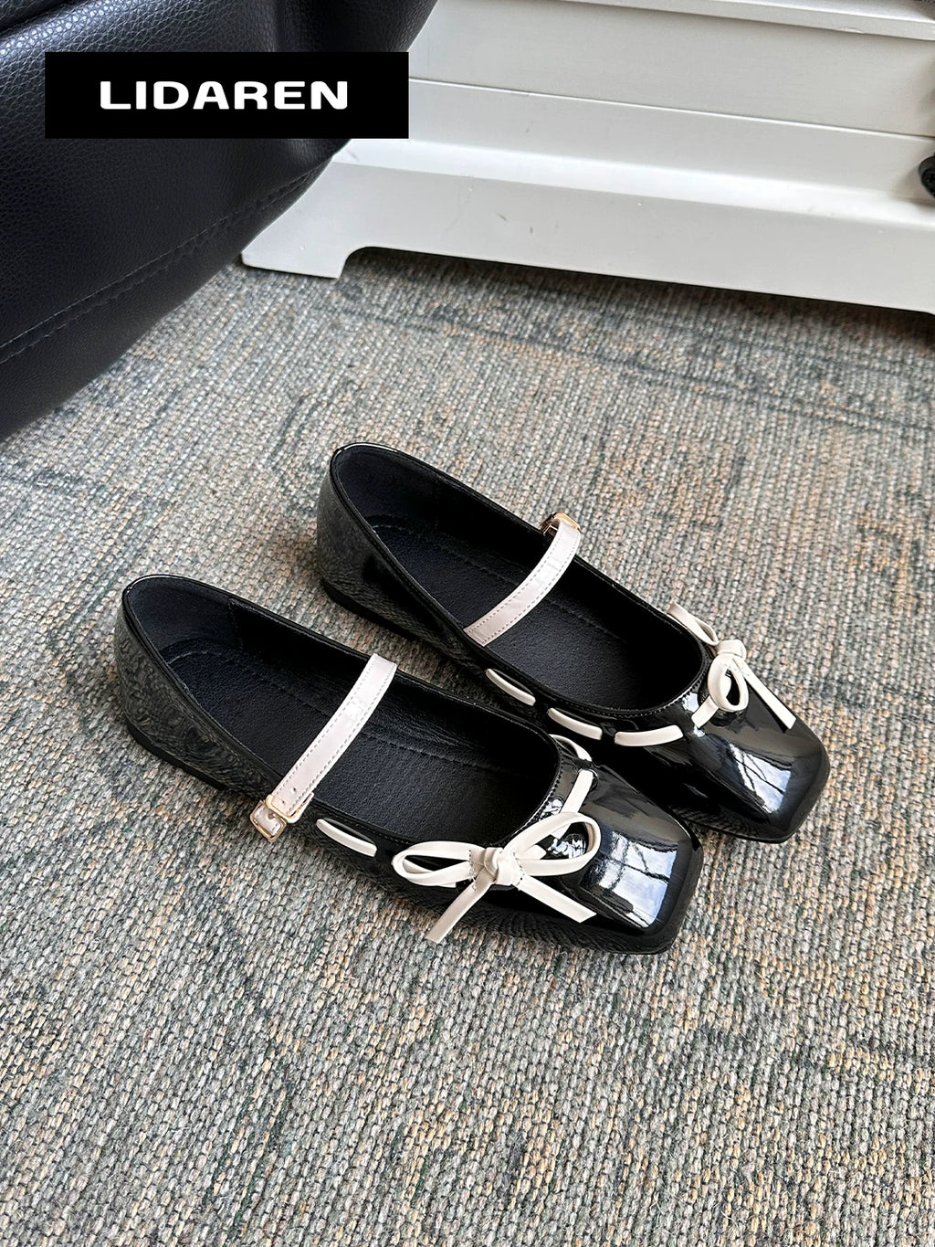 Lidaren Produced Bow Flat Square-Toe Mary Jane
