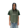 EXITMODE Contrast Color Script Embroidery Raglan Loose T-Shirt Unisex