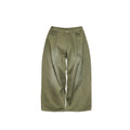 6CRAYON Washed Green Herringbone Wide-Leg Trousers