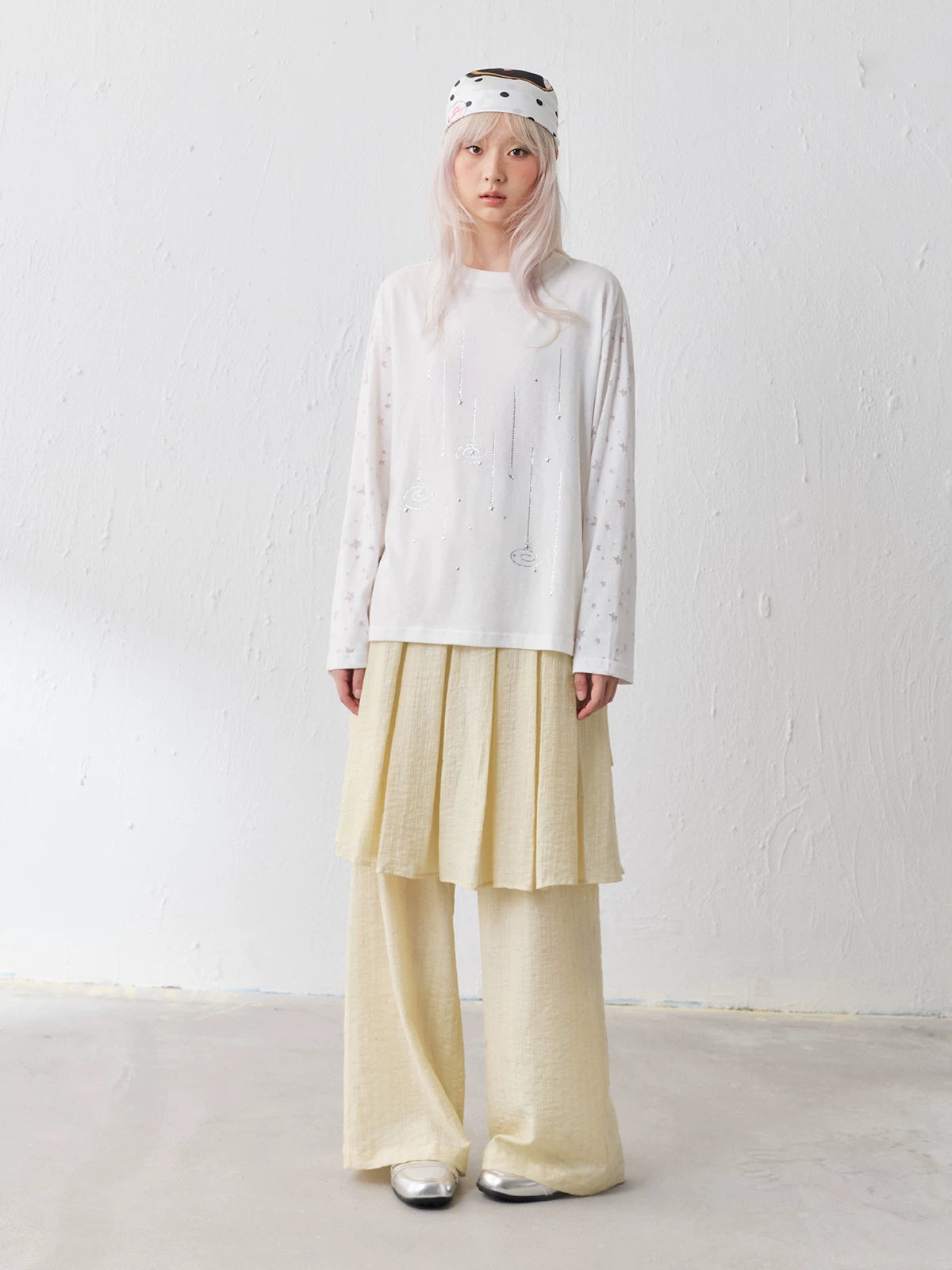 MASOOMAKE Pleated High-Waist Wide-Leg Skirt Pants
