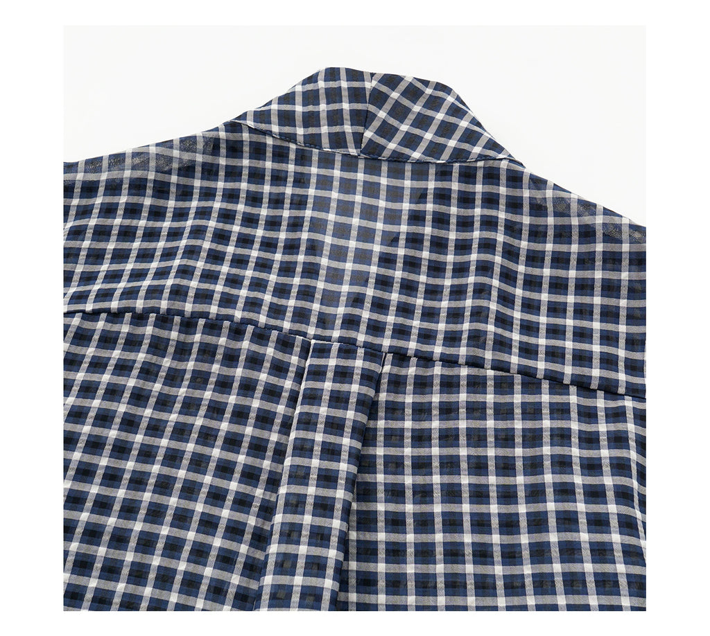 Oinimi Checked Pleated Slim Sleeveless Shirt