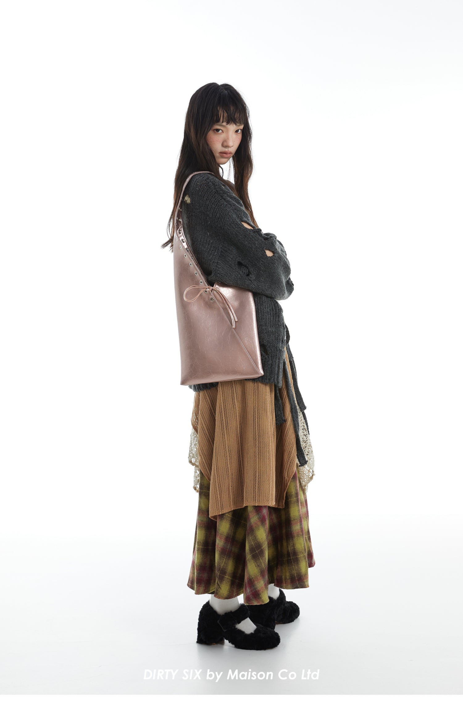 DirtySix Cow Split Leather trotro triangle vaporwave punk bag