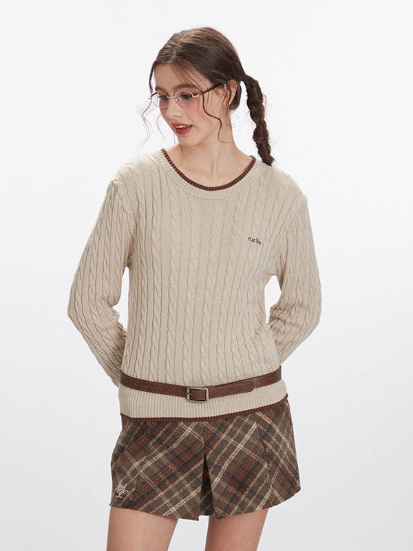 Nariele Letter-embroidered Crew Neck Sweater
